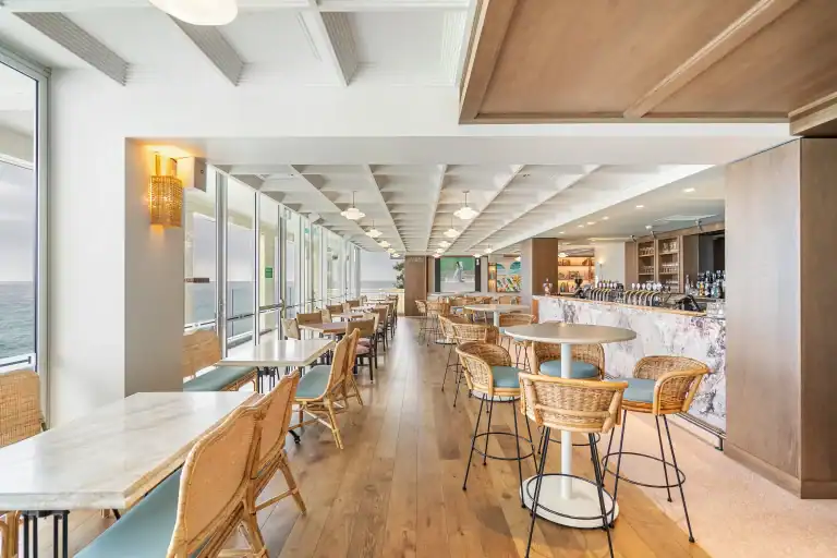 Bondi Icebergs bar area showcasing the seating and bar area