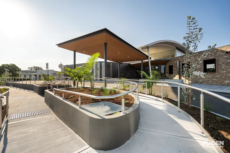 angled shot of the new driveway and port-cochere at the new Worrigee Sports Club refurbishment