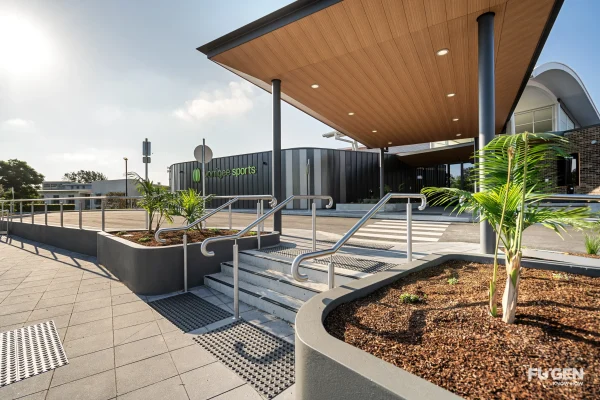 different angled shot of the new driveway and port-cochere at the new Worrigee Sports Club refurbishment